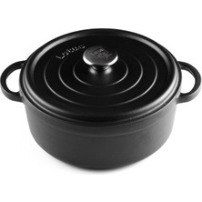 Lotus Döküm    28 cm Yuvarlak Derin Tencere Mat Siyah