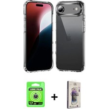 Marsilyan™- iPhone 17 Air Kılıf Zirve Doku - Siyah Bilvis 3D Cam Ekran Koruyucu + Raze Metal Kamera Lens - Gs