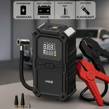 Mioji Mio D8H Premium 4in1 48000MAH 3000A Akü Takviye + Hava Pompası + LED Fener + Powerbank