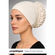 Çorap Dünyam Kaymaz Fırfırlı Silikonlu Dantelli Dikişsiz Tesettür Bonesi Pamuklu Nefes Alan Iç Bone
