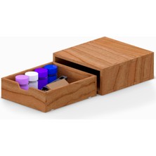 Desna Tek Katlı Tek Çekmeceli Dolap & Saklama Kutusu - Kiraz | 18 cm x 19 cm x 7.2 cm | Woodsaka