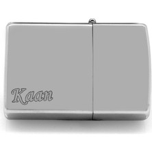 Tesbihane Isme Özel Yazılı Zippo Tasarım Gümüş Renk Taşlı Metal Çakmak