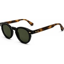 Toz Vintage Daverno Leopar Detaylı Vintage Retro Kemik Çerçeve Güneş Gözlüğü UV400