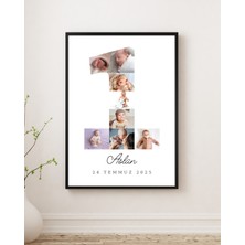 Rosaart Yeni Doğan Anı Tablosu, 1 Yaş Bebek Fotoğraf Kolajı, Isimli ve Tarihli Ahşap Çerçeveli Tablo, Kişiye Özel 1 Yaş Anı Fotoğraf Kolajı Poster | Doğum Günü Hediyesi