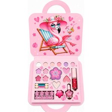 Mutlu Oyuncaklar Pembe Flamingo Çocuk Makyaj Seti — Far, Dudak Parlatıcısı, Oje ve Aksesuarlar 🎀🦩