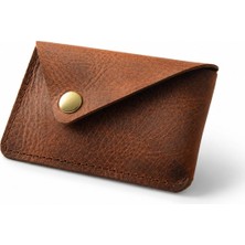 Oh Deer Leather Hakiki Deri Kartlık – Minimal Tek Çapraz Çıtçıtlı Tasarım - Kahverengi