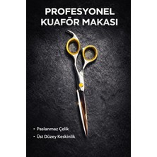 Sarah Profesyonel Kuaför & Berber Saç Kesim Makası – Paslanmaz Çelik, Altın Halkalı, Ergonomik