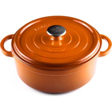 Lotus Döküm    28 cm Yuvarlak Derin Tencere  Degrade Turuncu