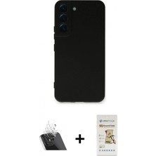 Pileli Store Pilelistore™ Galaxy S22 Plus Kılıf Ahenk Serisi - Siyah Mat Seramik Nano Ekran Koruyucu + Kamera Lens Koruma Cam - Sf