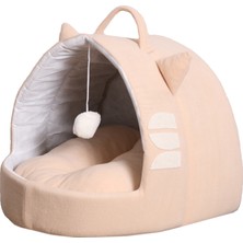 Beyzatex Kedi Köpek Yatağı Krem Renk 45x45x40 cm Yumuşak ve Yıkanabilir Konforlu Tasarım