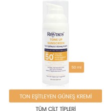Royues Ton Eşitleyici Yüz Güneş Kremi SPF50 - Cilt Bariyeri Onarıcı, Nemlendirici, 50ml
