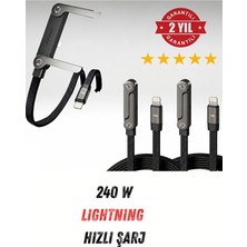 PSGT 240W Ultra Hızlı Lightning Şarj Data Kablosu Katlanabilir Standlı Ergonomik Tasarım 1.5m Örgülü