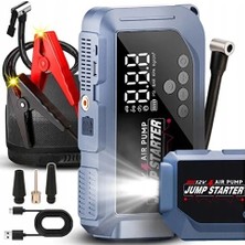 Mossem VTN-605 Şarjlı 12.000 Mah Taşınabilir Çantalı Araç Akü Şarj Takviyeli Işıklı Hava Kompresörü