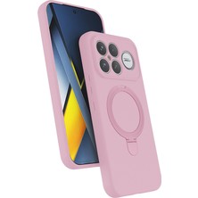 Büşra Ayhan Poco F8 Ultra Kılıf M-Safe Şarj Özellikli Standlı Zore Samara Kapak - Pembe
