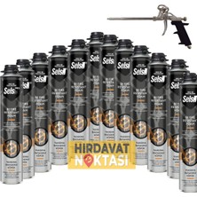 Selsil Yangina Dayanıklı B1 Poliüretan Köpük Tabancalı 750 ml (972 Gr) x 12 Adet + Spars Köpük Tabancası