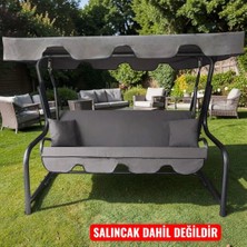 Kapella 3 Kişilik Salıncak Minderi Lüks Kılıf Seti 10CM Minderli Panama Antrasit