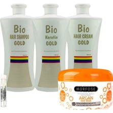 Bio Keratin Gold 3'lü Set Düzleştirici Saç Bakımı 500 ml Argan Kokusuyla Tüm Saçlar İçin