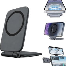 Quschu Manyetik Telefon Tutucu Stand 270° Katlanabilir Magsafe Uyumlu iPhone Android Metal Halkalı Telefon Tutacağı