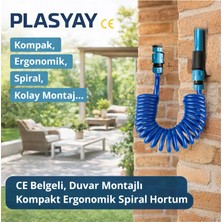 Plasyay Spiral Yıkama Sulama Hortumu ve Lans Başlık Seti 1.5 Metre Mavi