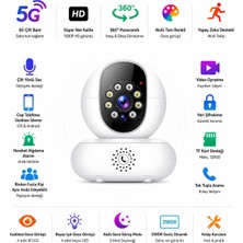 Teknomila 1080P Çift 2.4/5g Wifi Ip Kamera Akıllı Ev Güvenlik Cctv Sistemi Hareket Izleme Sesli Interkom Mobil Uzaktan Görüşme