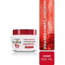 L'Oréal Paris Elseve 300 ml Komple Onarıcı 5 Yapılandırıcı Maske Onarıcı Etki ile Yıpranmış Saçlar İçin