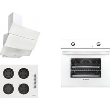 Alveus Beyaz Ankastre Set (F 17/60 - Gls 640 - Mfa 604) A Enerji Sınıfı ve Cam Ocak Yüzeyi ile