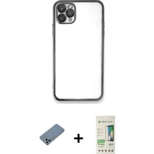 Pileli Store Pilelistore™ iPhone 11 Pro Kılıf Vadi Minimal - Siyah 20D Premium Cam Ekran Koruyucu + Shine Kamera Lens Koruma Cam - Sabe