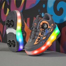 Rocky Sport Flames Çocuk Patenli Işıklı Tekerlekli Spor Ayakkabı & Bej Kaykay Ayakkabı 4 Teker