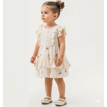 Çiçekli Dantelli Kız Bebek Elbise