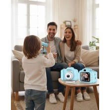 Die Grup Buğz Mavi Mini Dijital Kamera Hd Video Fotoğraf Çekimli USB Şarjlı Hafıza Kart Destekli