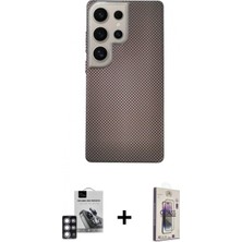 Marsilyan™- Galaxy S24 Ultra Kılıf Eksen Prime - Siyah Bilvis 3D Cam Ekran Koruyucu + Pvd Metal Kamera Lens - Pe