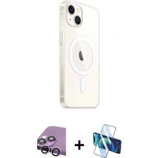 Marsilyan™- iPhone 14 Kılıf Ahenk Yansıma Prime - Siyah 3D Antistatik Cam Ekran Koruyucu + Raze Metal Kamera Lens - Gs