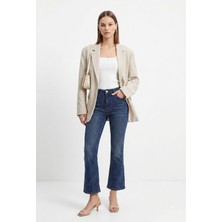 Rays Tint Kahve Yüksek Bel Taşlı Jean 3047