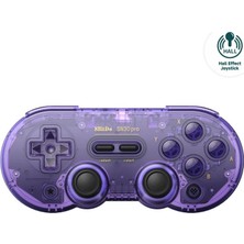 8bitdo SN30 Pro Bluetooth Kablosuz Hall Effect Oyun Kolu Mor Transparan- Nintendo Switch/switch 2, Pc, Macos, Android, Steam Deck & Raspberry Pi