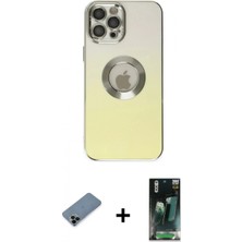 Marsilyan™- iPhone 12 Pro Kılıf Kutup Yansıma Özel Seri - Siyah 360 Mat Full Body Arka Koruyucu + Shine Kamera Lens Koruma Cam - Sh