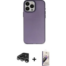 Marsilyan™- iPhone 15 Pro Max Kılıf Ahenk Çizgi Prime - Siyah Bilvis 3D Mat Cam Ekran Koruyucu + Raze Metal Kamera Lens - Gs
