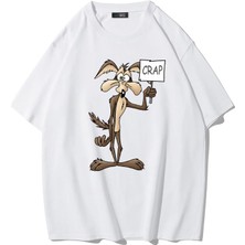 Brz Collection Unisex Oversize Wile Crap T-Shirt (Beyaz)