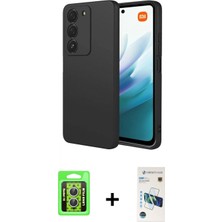 Pileli Store Pilelistore™ Redmi 15 4g Kılıf Kozmos Yansıma Özel Seri - Siyah 3D Antistatik Cam Ekran Koruyucu + Raze Metal Kamera Lens - Gs