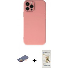 Pileli Store Pilelistore™ iPhone 12 Pro Max Kılıf Çekirdek Modern Serisi - Siyah Mat Seramik Nano Ekran Koruyucu + Renkli Kamera Lens Koruma Cam - Tu