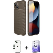 Pileli Store Pilelistore™ iPhone 14 Kılıf Eksen Form Prime - Siyah Bilvis 5in1 5d Magic Hayalet Cam Ekran Koruyucu + Shine Kamera Lens - Yl