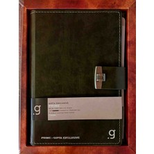 Gıpta Exclusıve Prıme Vıp Spiralli Sert Kapak  Özel Kutulu Deri Kapak Defter - 19X26 cm 120 Yp Çizgili Ajanda Siyah