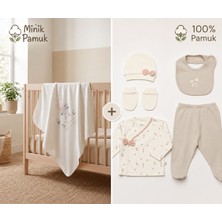 Biorganic %100 Pamuk Organik Yenidoğan 5’li Bebek Seti ve Moi Noi 100% Pamuk Mouse Battaniye Hediyeli