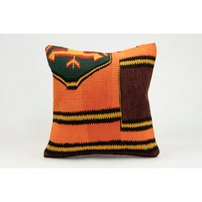 Kilim Wholesale El Yapımı Kilimden Yapılmış Vintage Kırlent Kılıfı, Yün, 40X40 cm