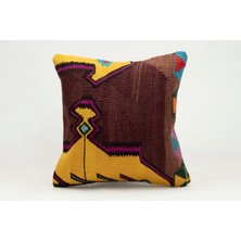 Kilim Wholesale El Yapımı Kilimden Yapılmış Vintage Kırlent Kılıfı, Yün, 40X40 cm