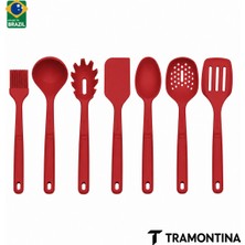 Tramontina Softta Silikon Metal Gövdeli 7 Parça  Servis Pişirme Seti Kırmızı Bpa Içermez