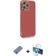 Pileli Store Pilelistore™ iPhone 12 Pro Kılıf Yankı Serisi - Siyah 3D Antistatik Seramik Nano Ekran Koruyucu + Metal Kamera Lens Koruma Cam - Gs