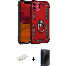 Pileli Store Pilelistore™ iPhone 11 Kılıf Ahenk Klasik Koleksiyonu - Siyah 3D Antistatik Hayalet Cam Ekran Koruyucu + Renkli Kamera Lens Koruma Cam - Sı