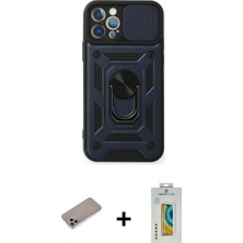 Pileli Store Pilelistore™ iPhone 12 Pro Kılıf Ahenk Klasik - Siyah Polymer Nano Ekran Koruyucu + Shine Kamera Lens Koruma Cam - Sabe