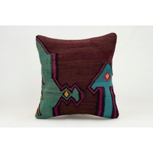 Kilim Wholesale El Yapımı Kilimden Yapılmış Vintage Kırlent Kılıfı, Yün, 40X40 cm