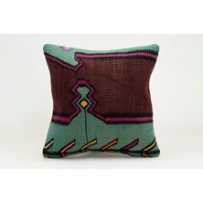 Kilim Wholesale El Yapımı Kilimden Yapılmış Vintage Kırlent Kılıfı, Yün, 40X40 cm